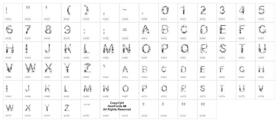 Bunny Rabbits Character Map