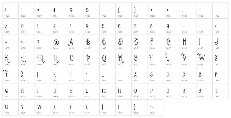 Bureno Regular Character Map