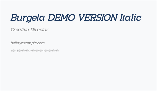 Burgela DEMO VERSION Italic Business Card