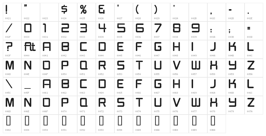 Burger Joint Neon JL Character Map