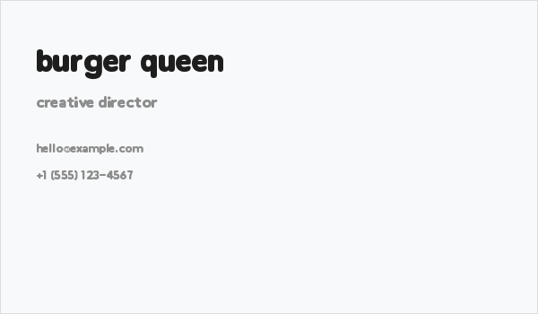 Burger Queen Business Card
