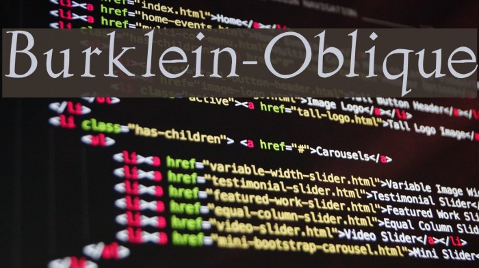 Burklein-Oblique Font examples
