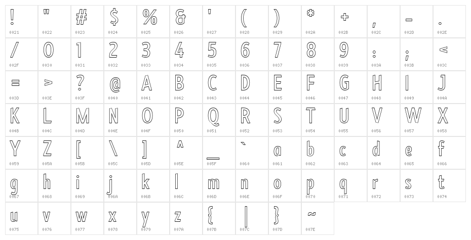 Burma Outline Regular Character Map