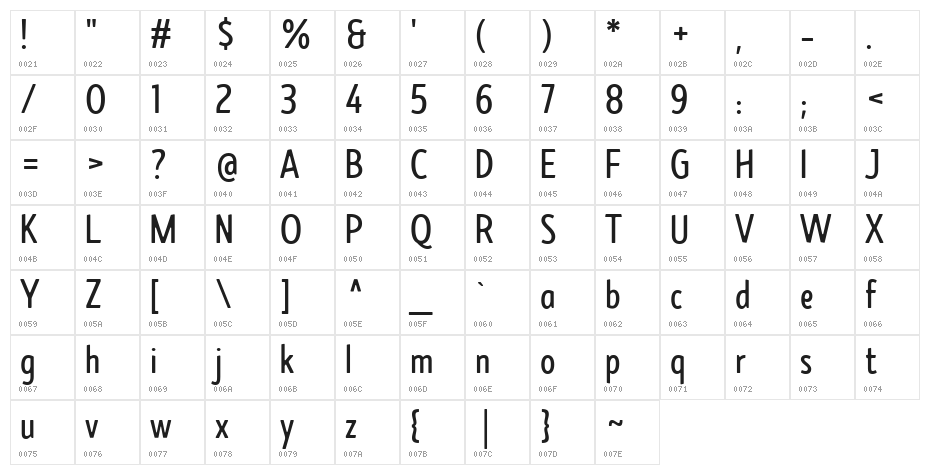 Burma Soft Regular 2 Character Map