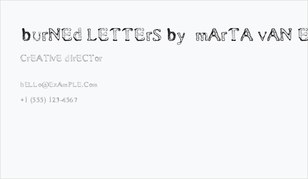 Burned Letters by  Marta van Eck Business Card