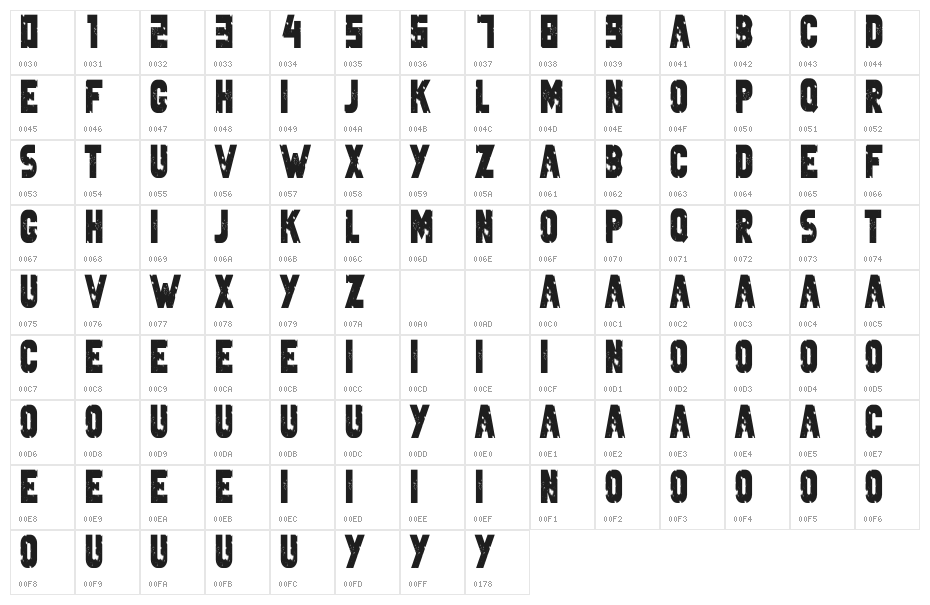 Burned Character Map