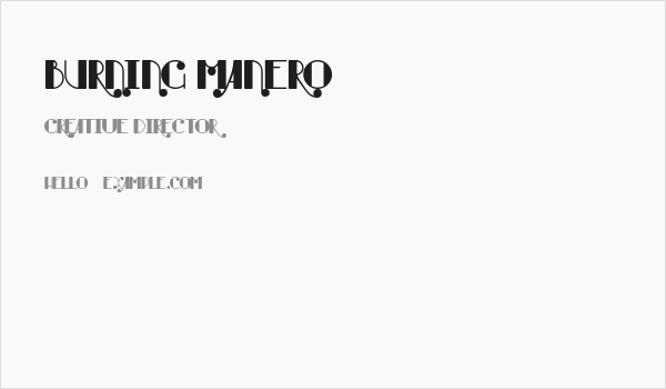 Burning Manero Business Card