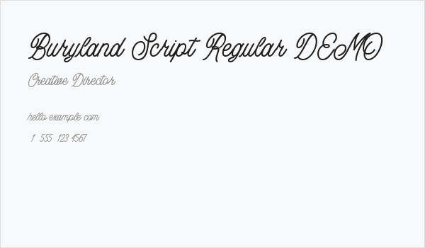 Buryland Script Regular DEMO Business Card
