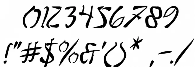 Bushido Italic Font OTHER CHARS