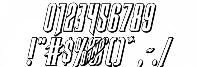 Butch & Sundance 3D Italic Font OTHER CHARS