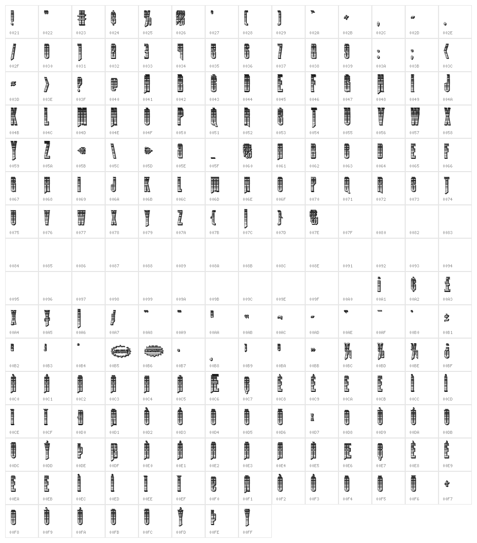 Butch & Sundance Chrome Regular Character Map