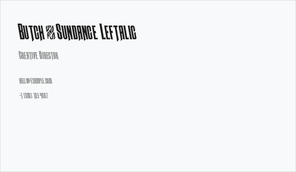 Butch & Sundance Leftalic Business Card