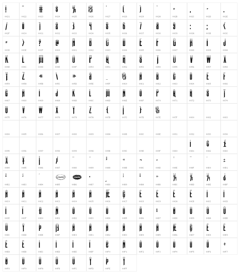 Butch & Sundance Two-Tone Regular Character Map