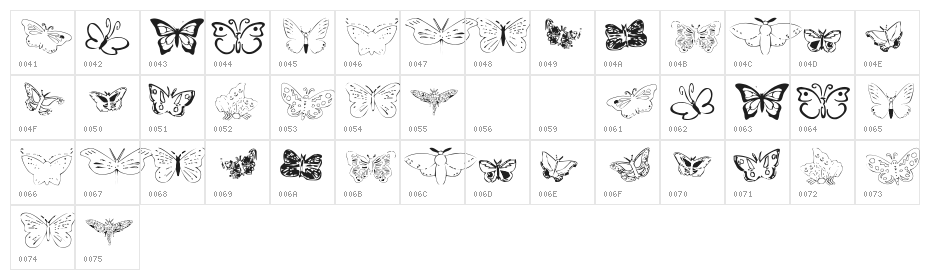 ButterflyHeaven Character Map
