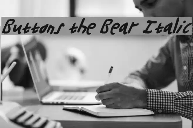 Buttons the Bear Italic Font examples