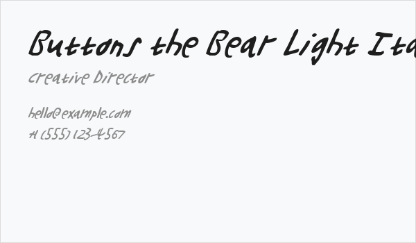 Buttons the Bear Light Italic Business Card