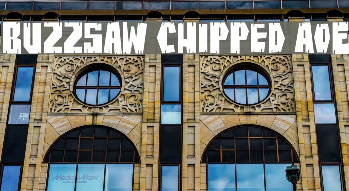 BuzzSaw Chipped AOE Font examples
