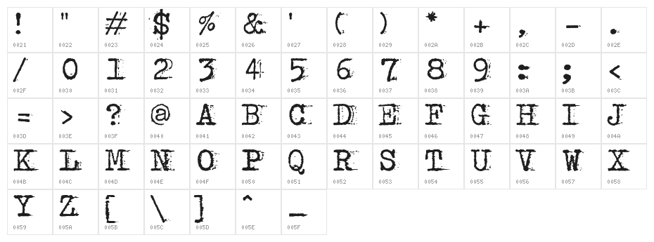 bulkyRefuse Type Normal Character Map