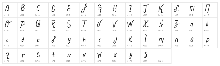 Bybsy Regular Character Map