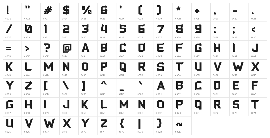 Bye Daft Character Map