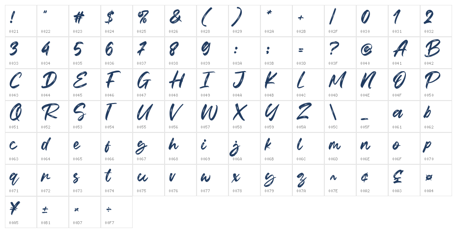 Bylast Character Map