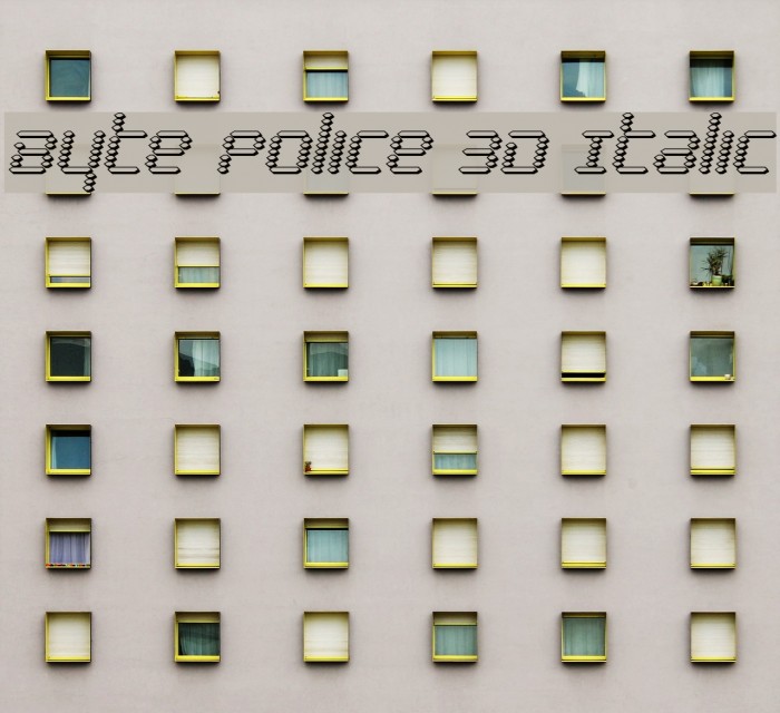 Byte Police 3D Italic Font examples