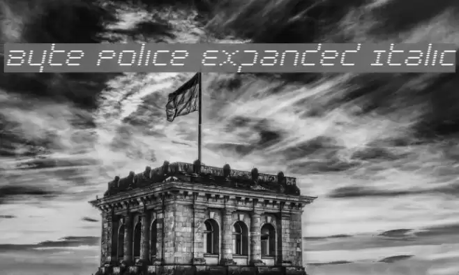 Byte Police Expanded Italic Font examples