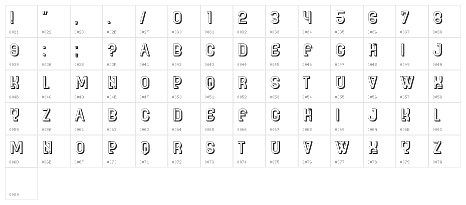 Byzantia Hollow Regular Character Map