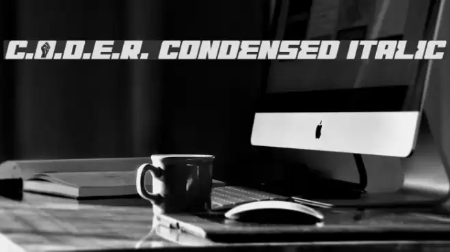 C.O.D.E.R. Condensed Italic Schriftart examples