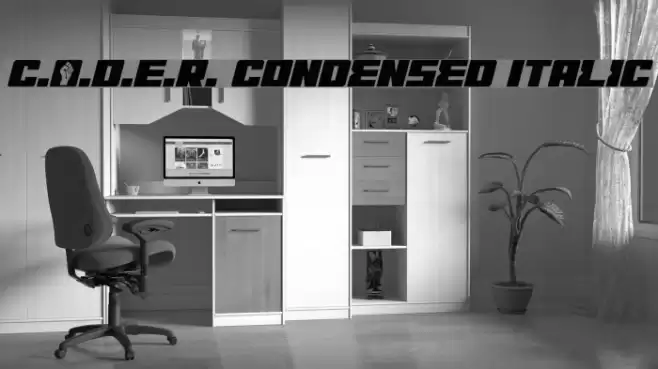 C.O.D.E.R. Condensed Italic Schriftart examples