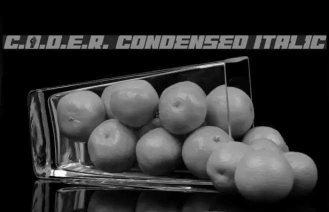 C.O.D.E.R. Condensed Italic Schriftart examples