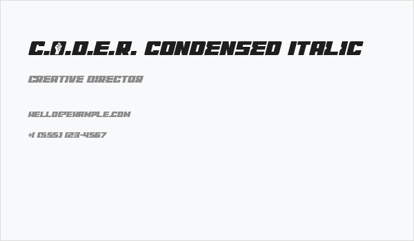 C.O.D.E.R. Condensed Italic Business Card