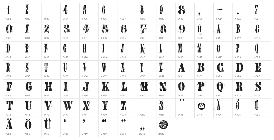 CA AfterMidnightSalePreshrunk Character Map