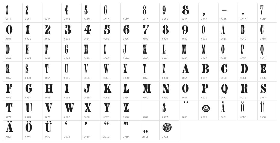 CA AfterMidnightSale Character Map