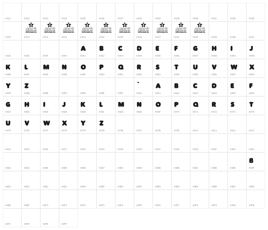 CACTUSPIZZAPERSONALUSE-Bold Character Map