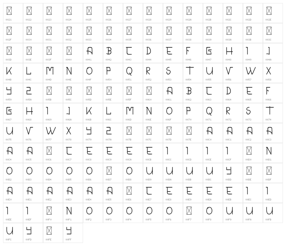 CALDERDALE DEMO Light Character Map