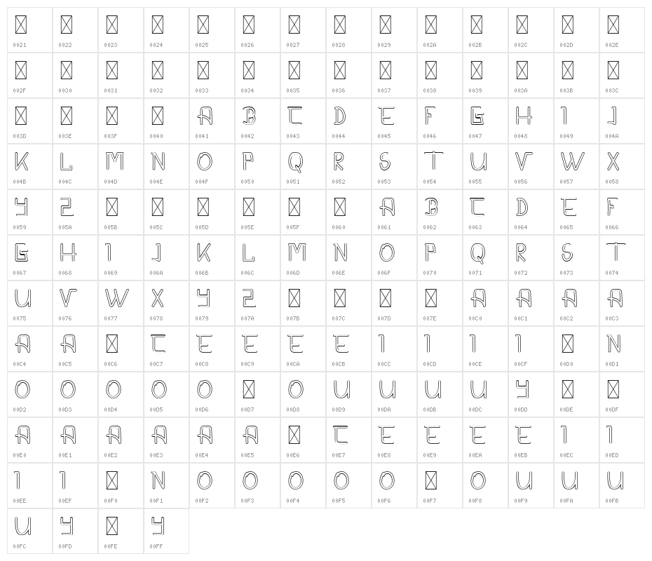 CALDERDALE DEMO Outline Character Map