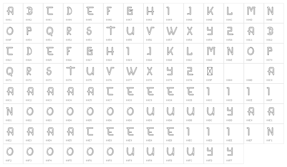 CALDERDALE DEMO Outline Character Map