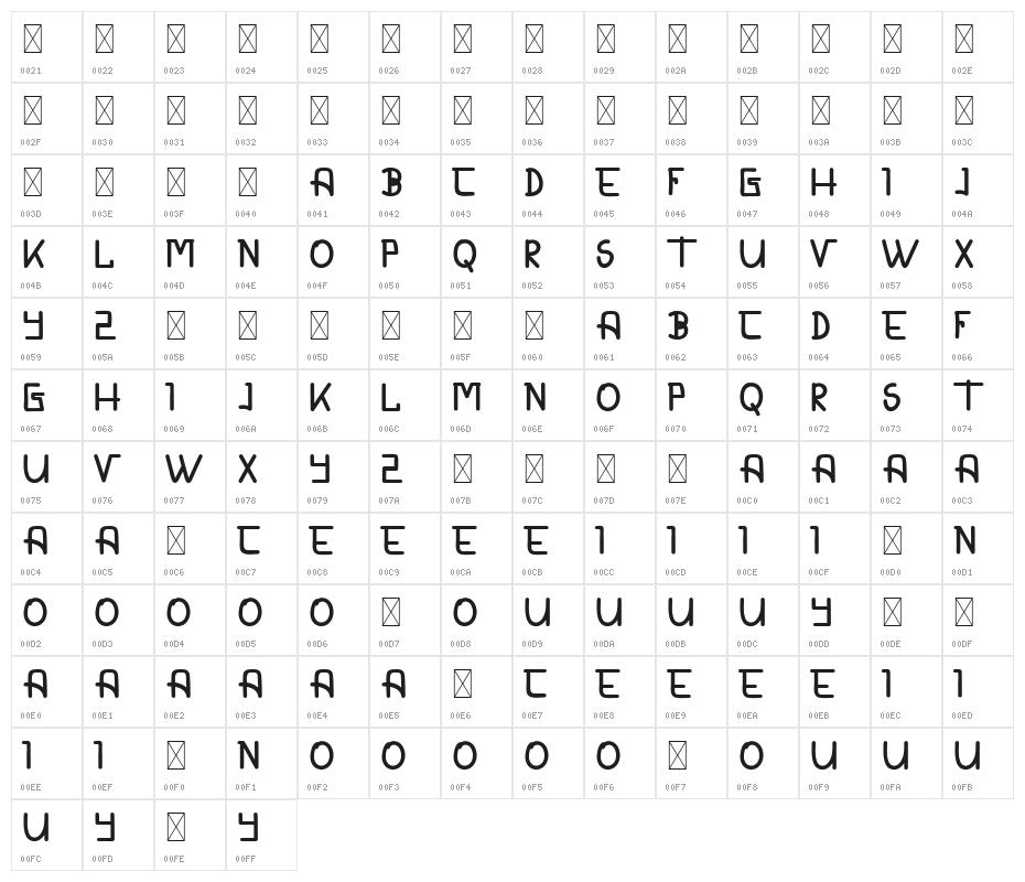 CALDERDALE DEMO Character Map