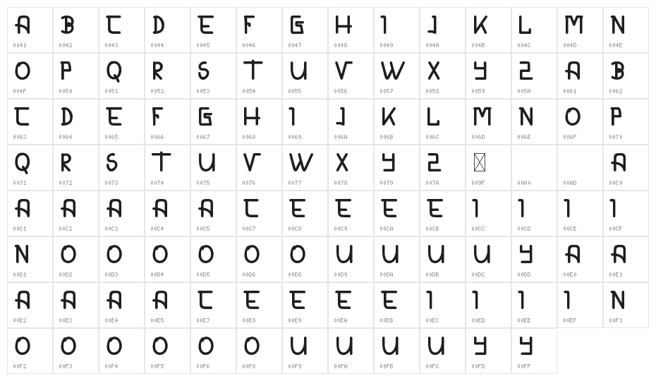CALDERDALE DEMO Character Map