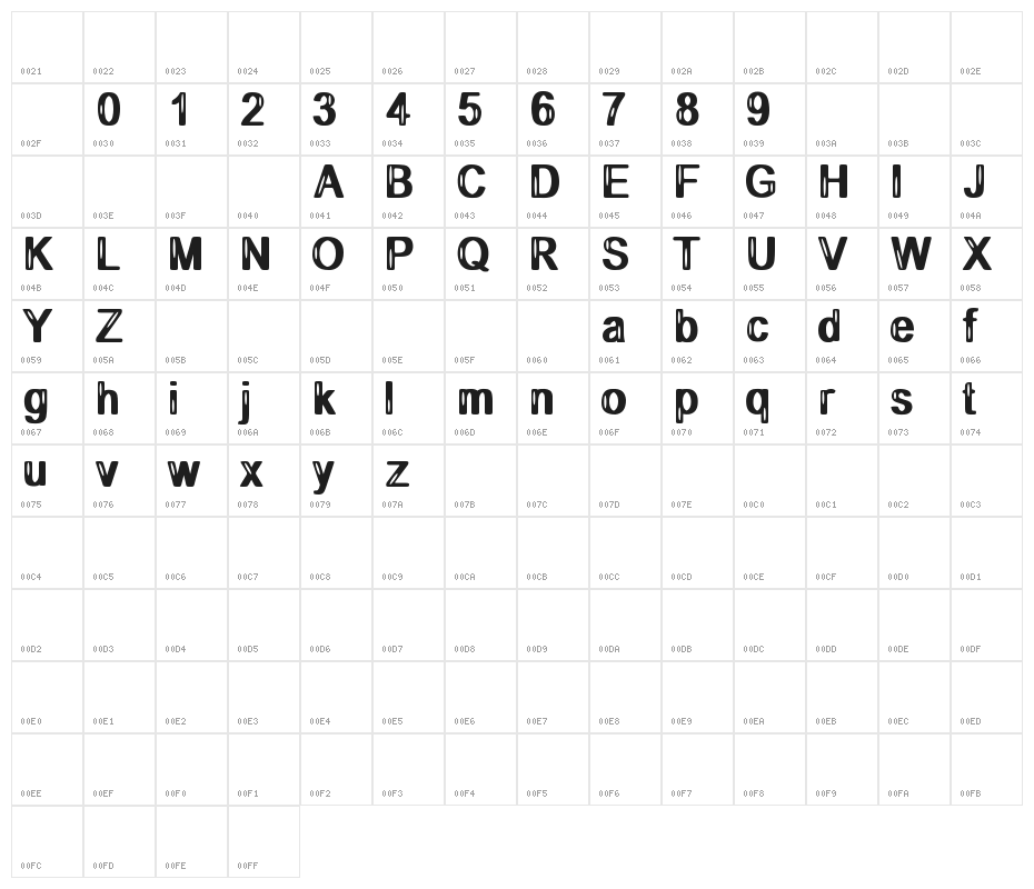 CANDY DROP demo Character Map