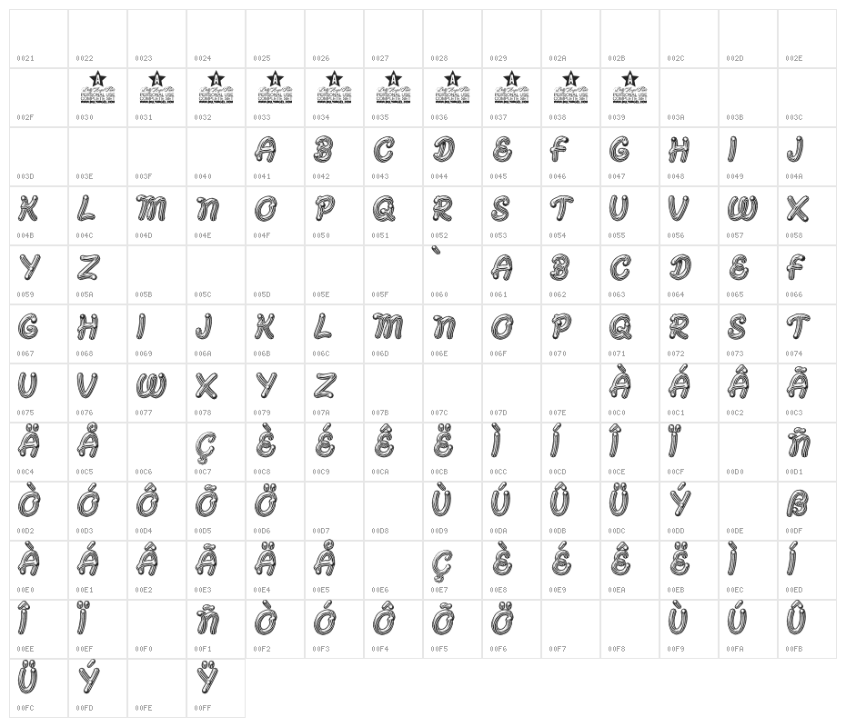 CANDYDAY BW PERSONAL USE Bold Character Map