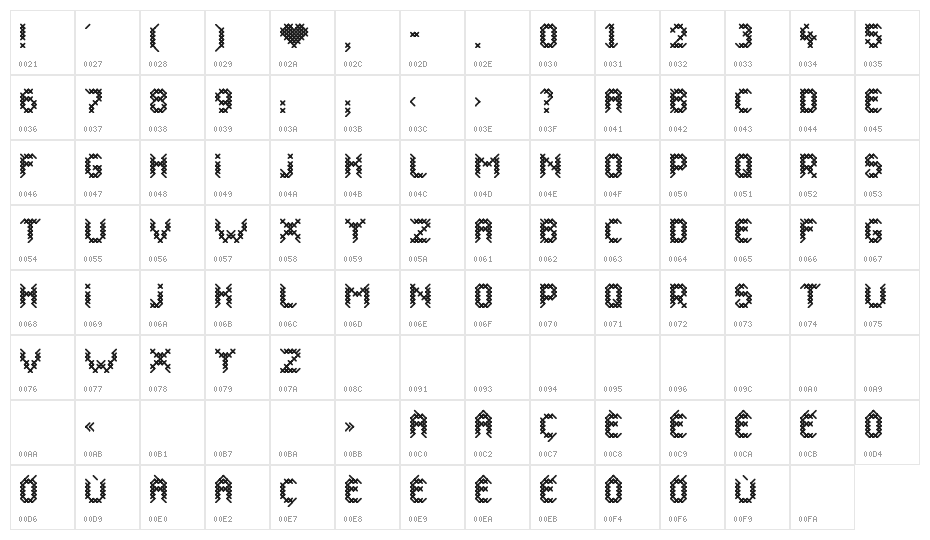 CANEVASRegular Character Map
