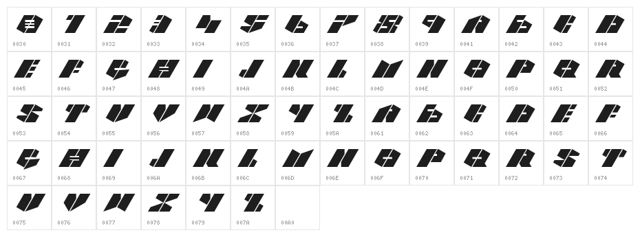 CARBON Regular Character Map