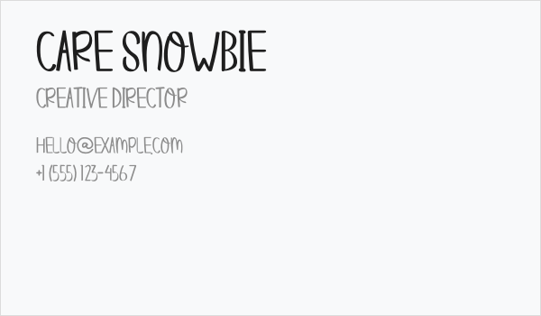CARE SNOWBIE Business Card
