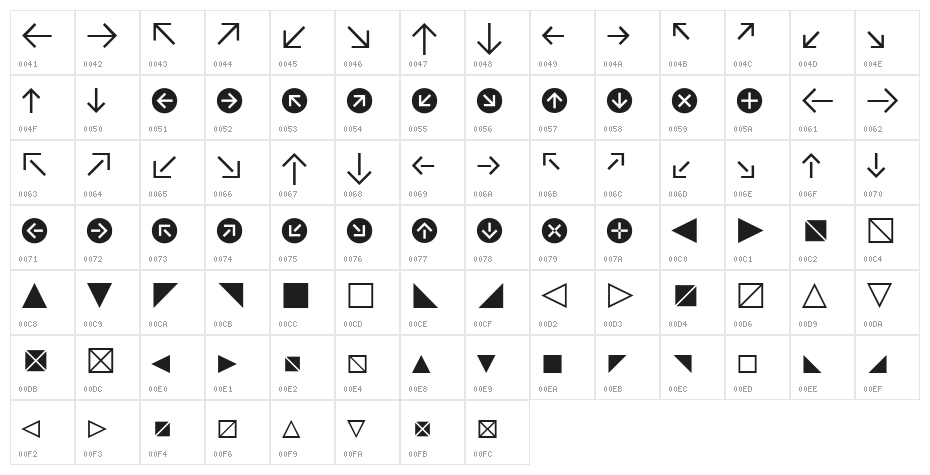 CAT Pfeile Character Map