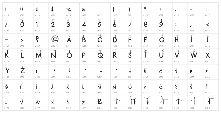 CATCH THE WIND Regular Character Map