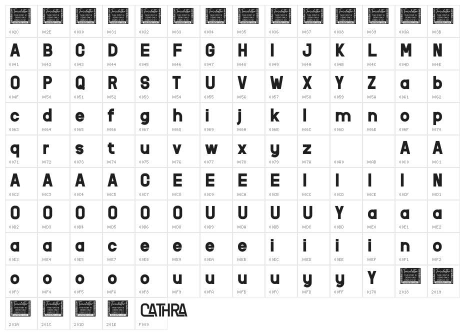 CATHRA Bold Personal Character Map