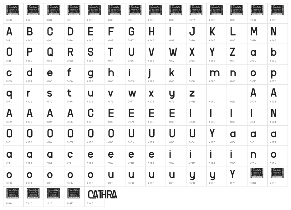 CATHRA Personal Use Character Map