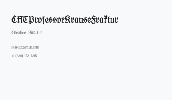 CATProfessorKrauseFraktur Business Card